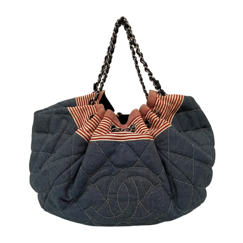 CHANEL Shoulder Bag canvas blue Coco Cabas