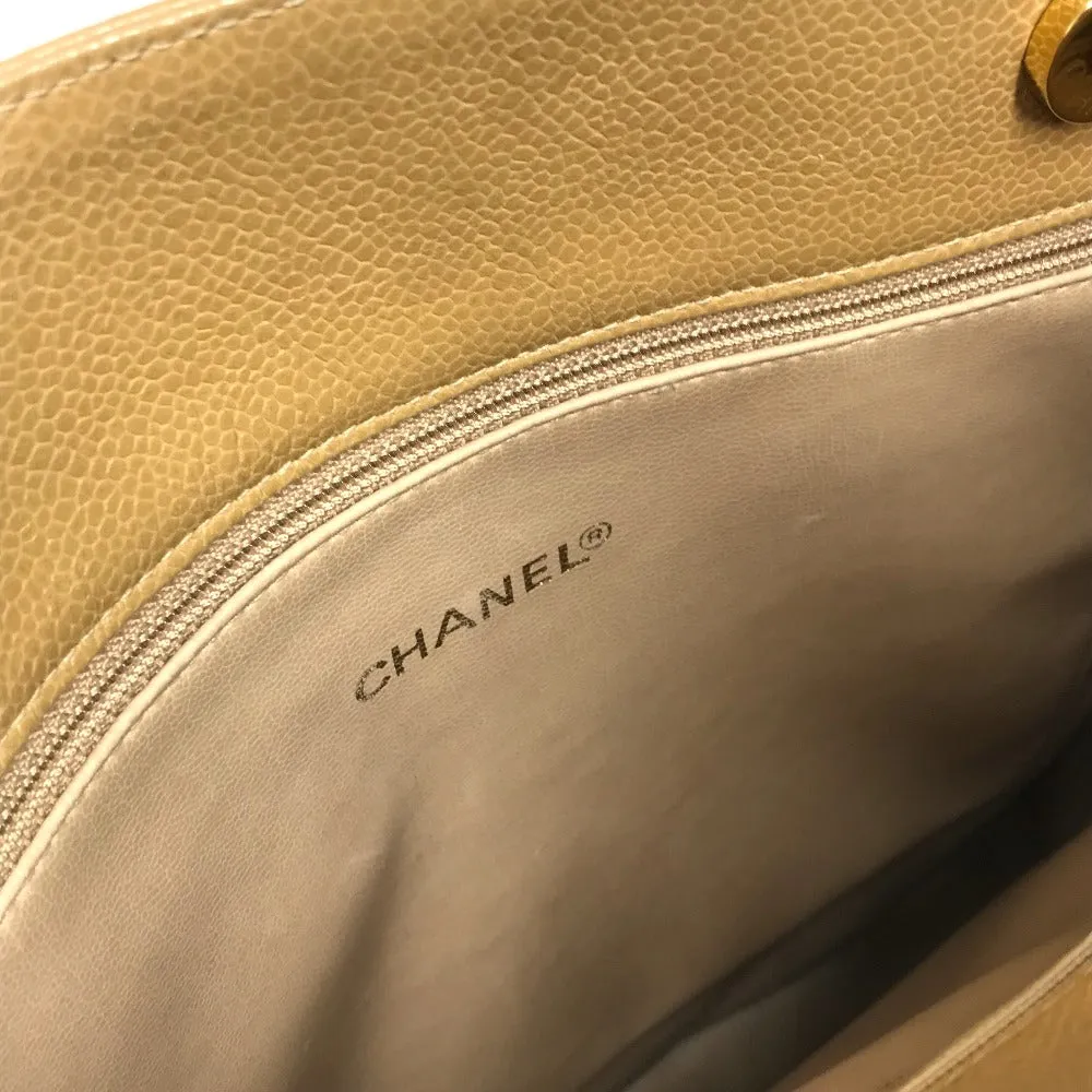 CHANEL Shoulder Bag Caviar skin beige CC COCO Mark Chain Tote Bag Women Used