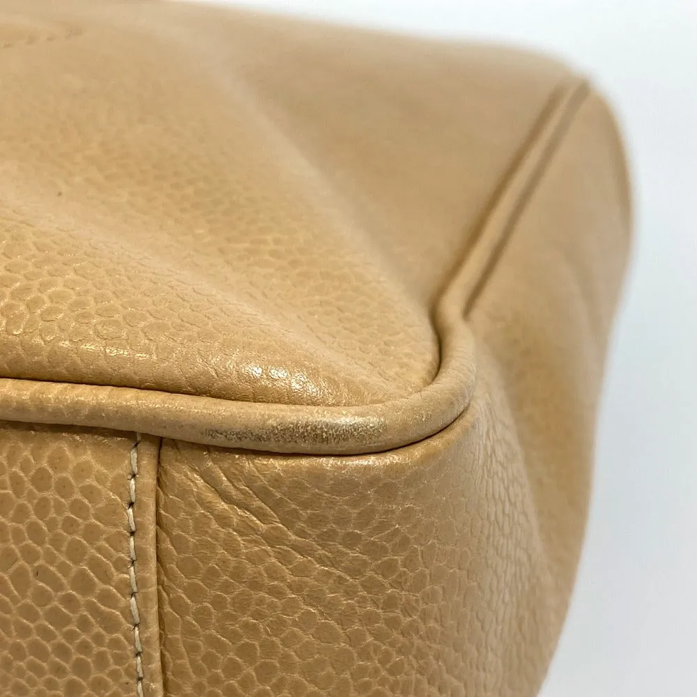 CHANEL Shoulder Bag Caviar skin beige CC COCO Mark Chain Tote Bag Women Used