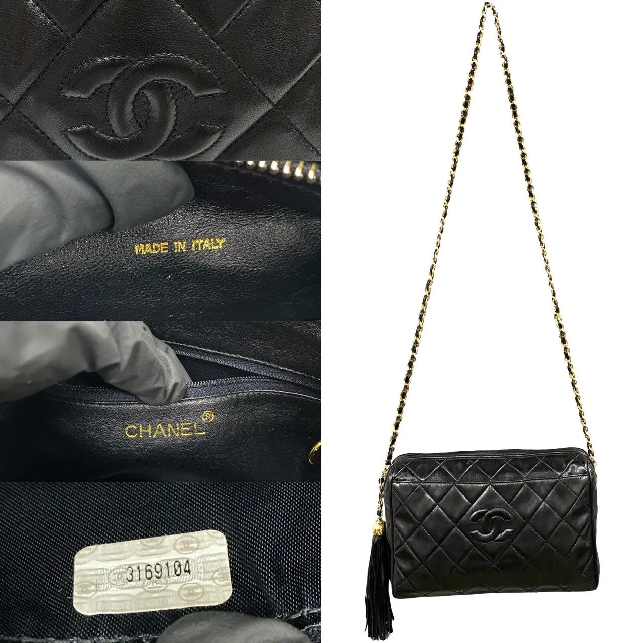 CHANEL Shoulder Bag lambskin black Matrasse