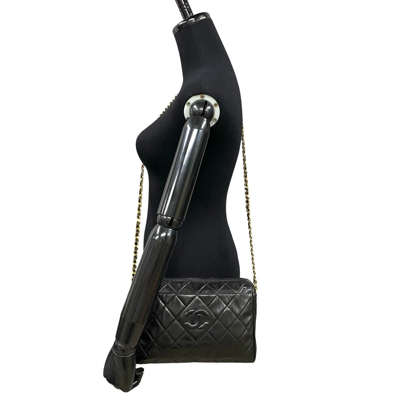 CHANEL Shoulder Bag lambskin black Matrasse