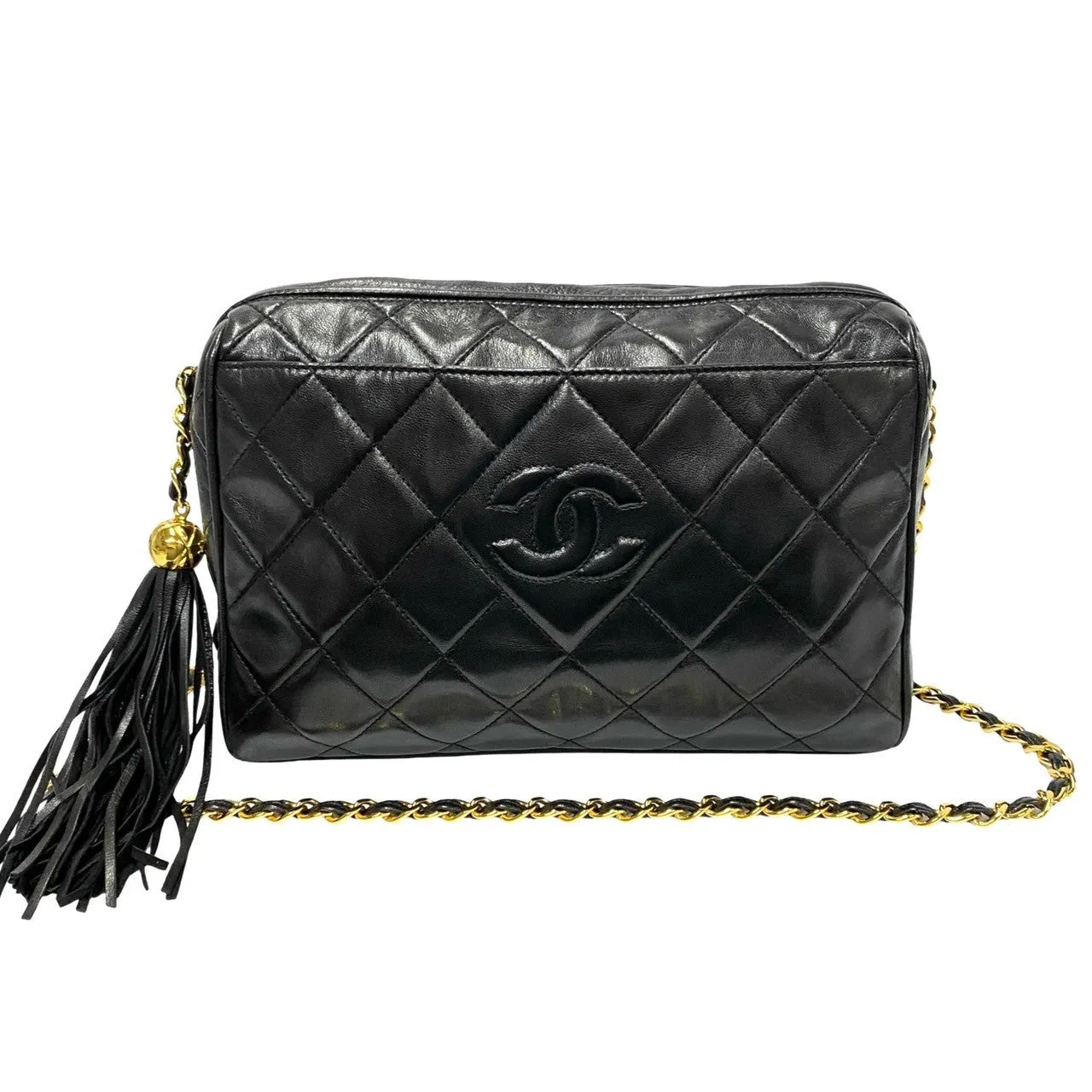 CHANEL Shoulder Bag lambskin black Matrasse