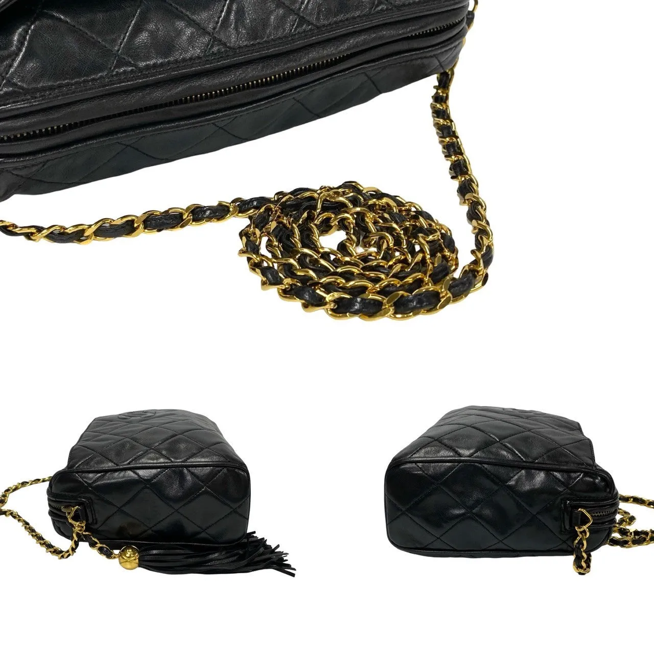 CHANEL Shoulder Bag lambskin black Matrasse