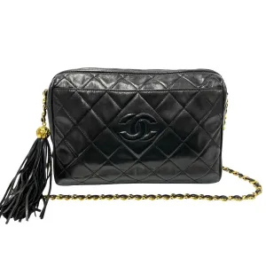 CHANEL Shoulder Bag lambskin black Matrasse
