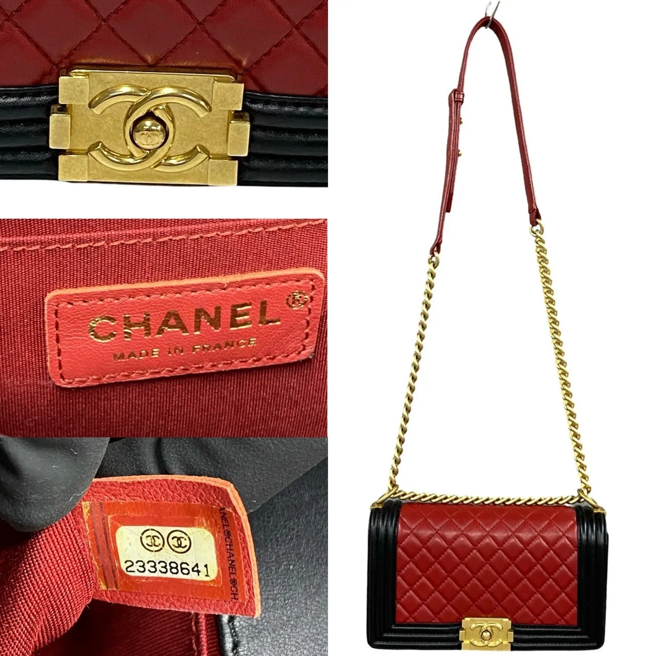 CHANEL Shoulder Bag lambskin Red Matrasse Boy chanel