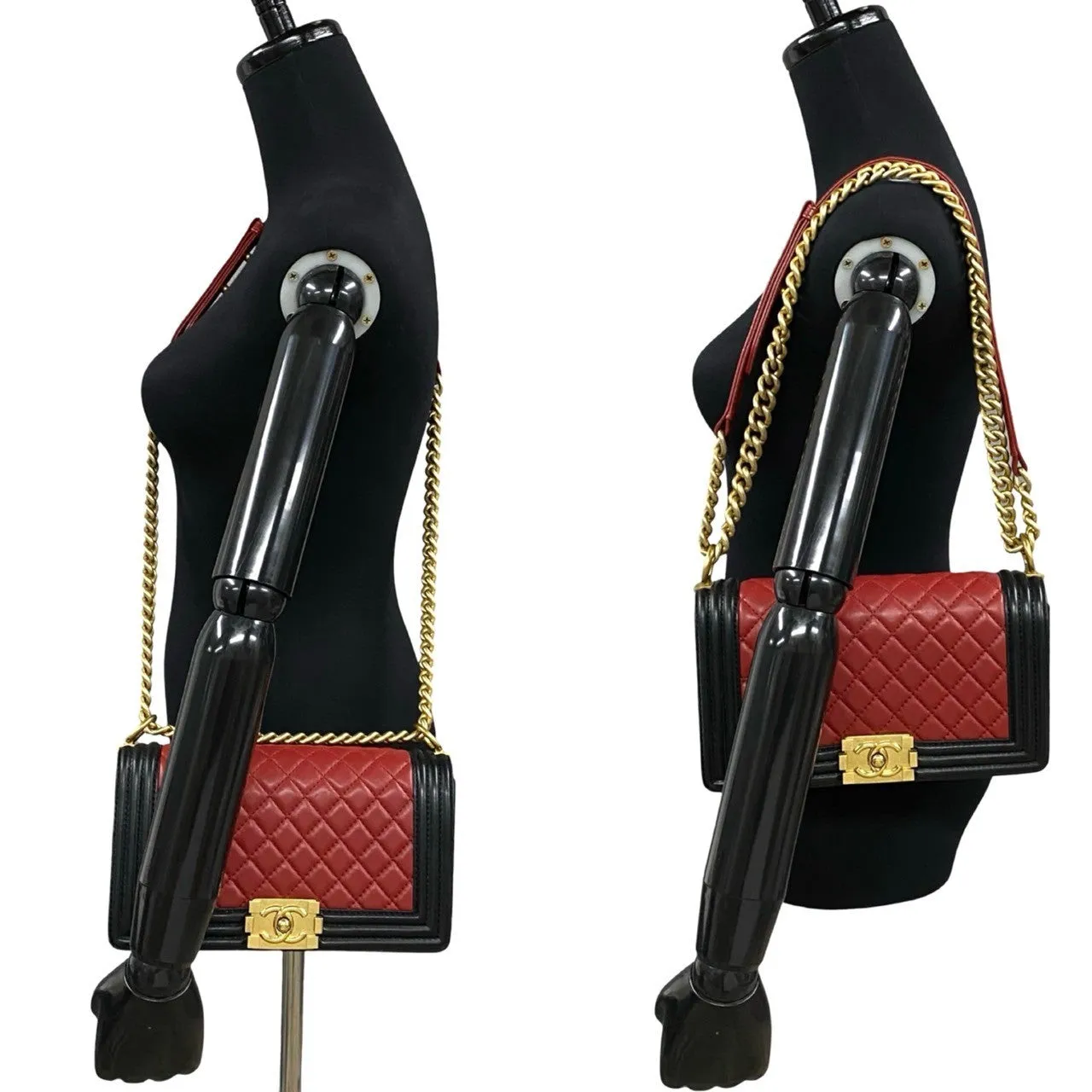 CHANEL Shoulder Bag lambskin Red Matrasse Boy chanel