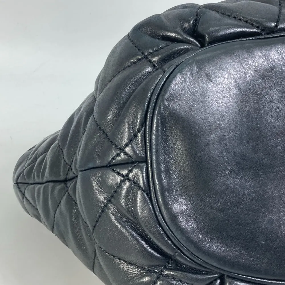 CHANEL Shoulder Bag leather black CC COCO Mark Matrasse quilting Women Used
