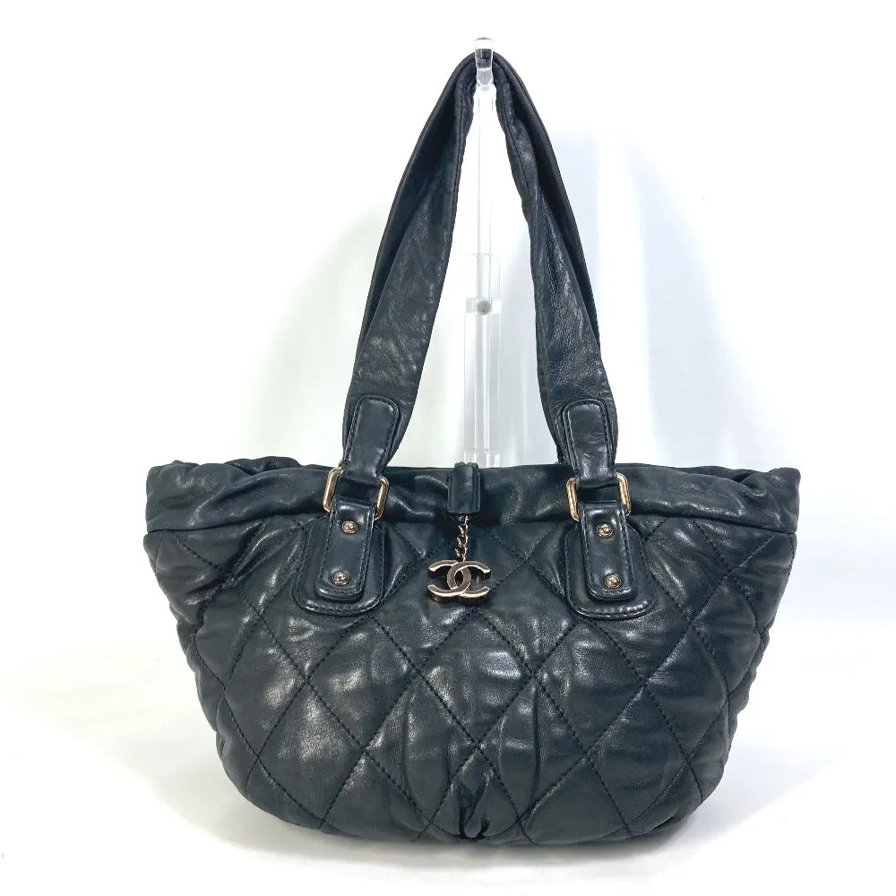 CHANEL Shoulder Bag leather black CC COCO Mark Matrasse quilting Women Used