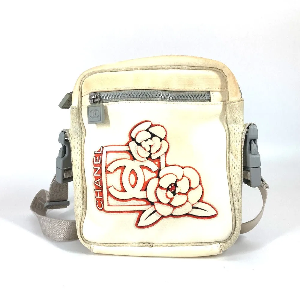 CHANEL Shoulder Bag Nylon white Sports Camellia CC COCO Mark Women Used