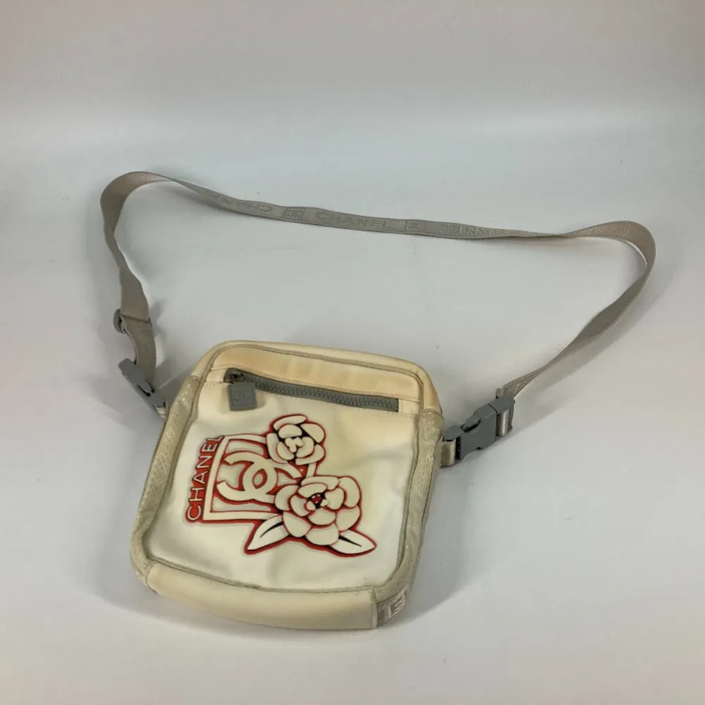 CHANEL Shoulder Bag Nylon white Sports Camellia CC COCO Mark Women Used