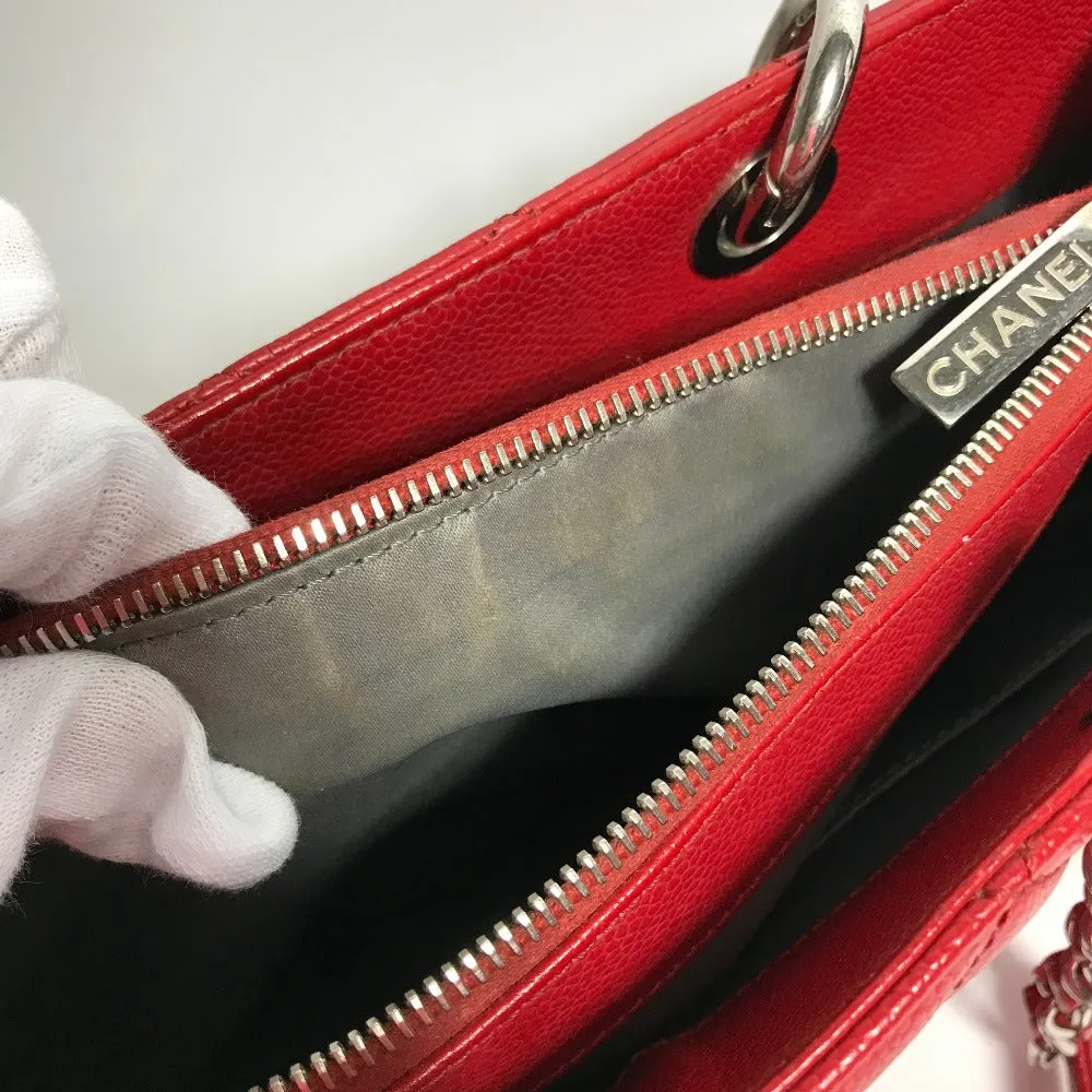 CHANEL Tote Bag A50995 Caviar skin Red CC COCO Mark Shoulder Bag Matelasse quilting Women Used