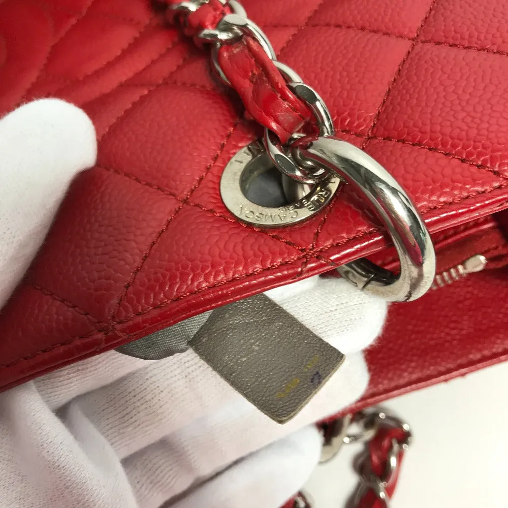 CHANEL Tote Bag A50995 Caviar skin Red CC COCO Mark Shoulder Bag Matelasse quilting Women Used