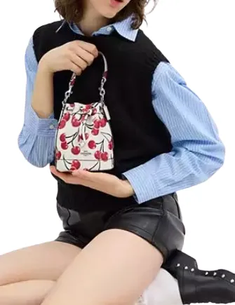 Coach Mini Bucket Bag With Cherry Print