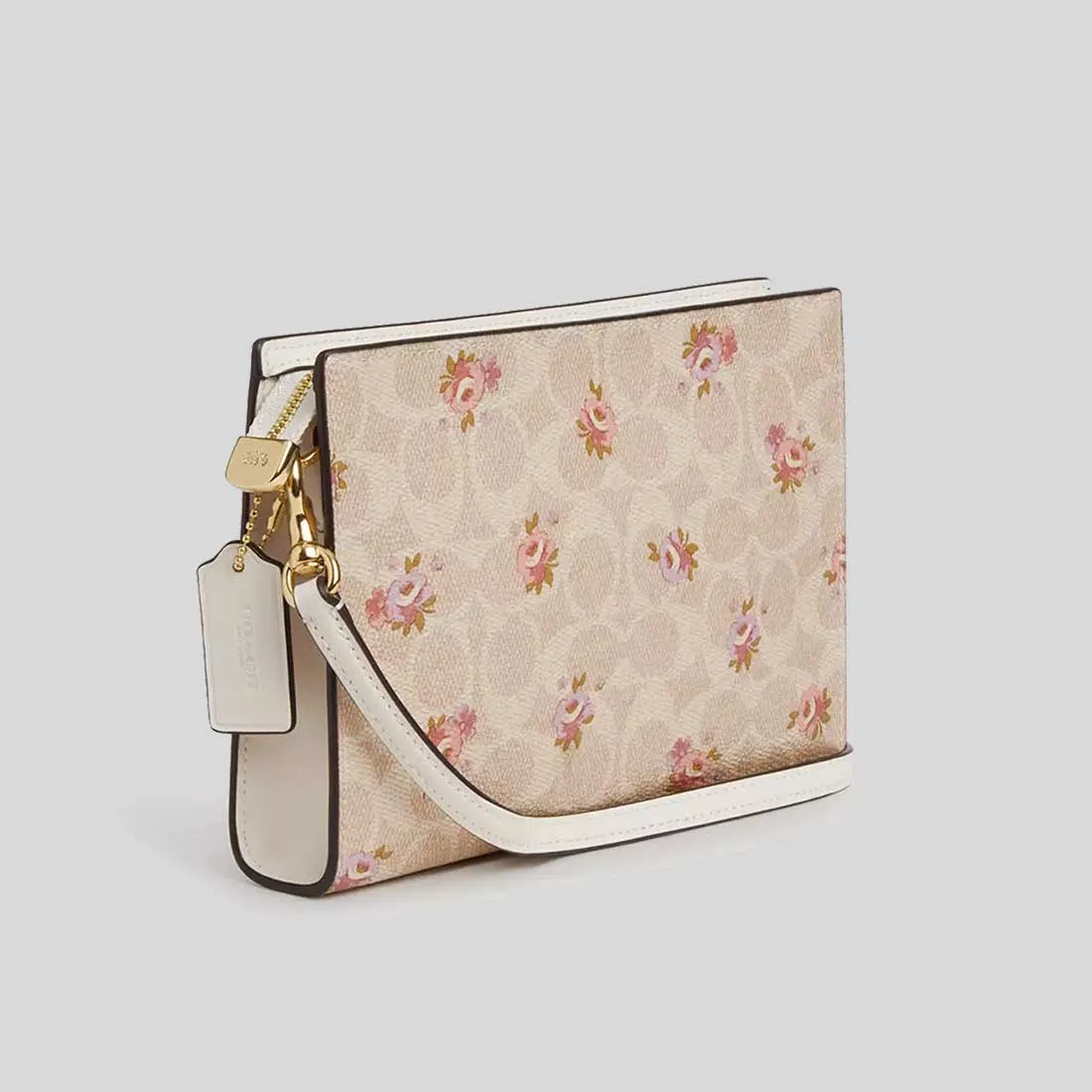 COACH Slim Crossbody Bag In Signature Canvas With Floral Print Sand Multi CBA71