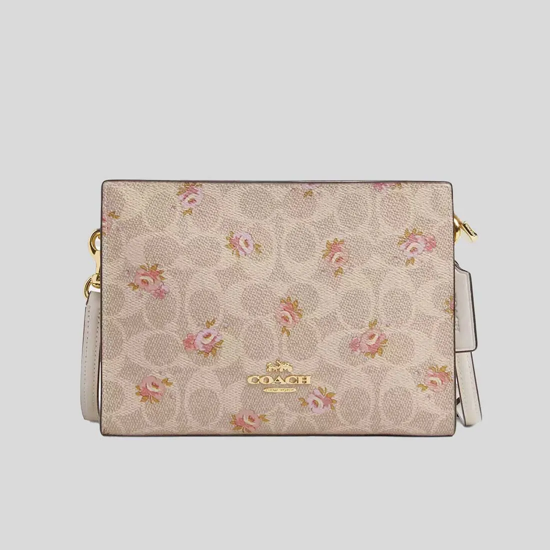 COACH Slim Crossbody Bag In Signature Canvas With Floral Print Sand Multi CBA71