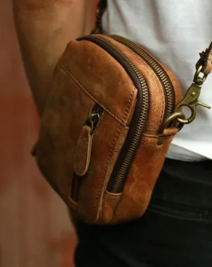 Cool Leather Belt Pouch Mens Waist Bag Shoulder Bag for Men