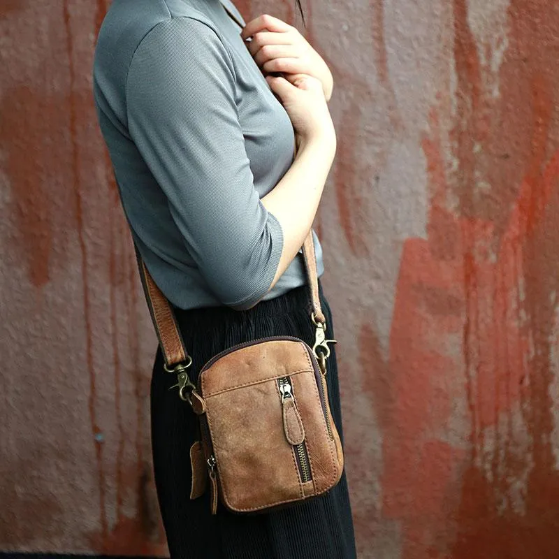 Cool Leather Belt Pouch Mens Waist Bag Shoulder Bag for Men