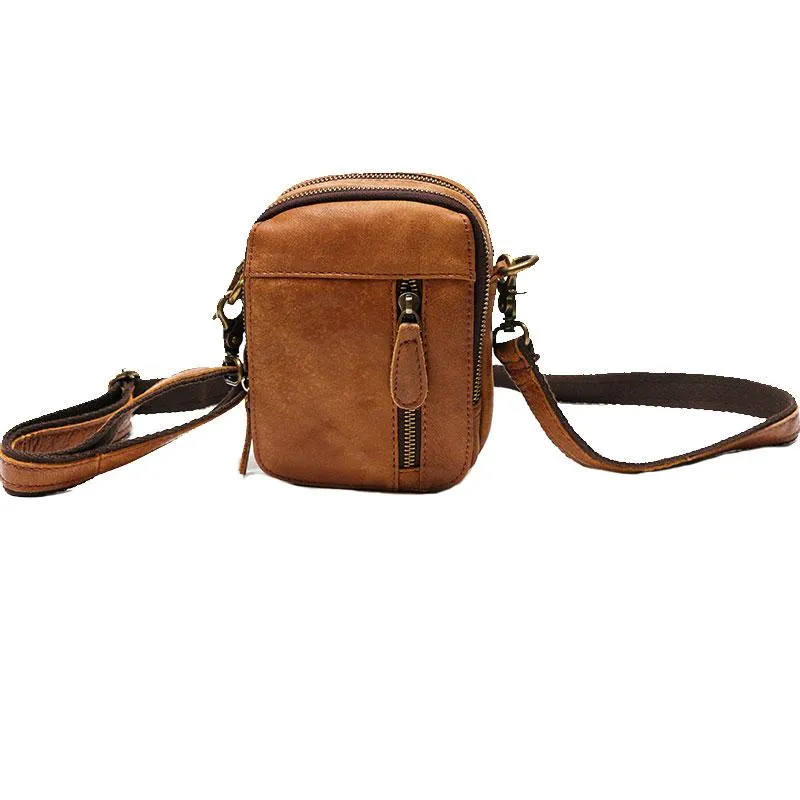 Cool Leather Belt Pouch Mens Waist Bag Shoulder Bag for Men