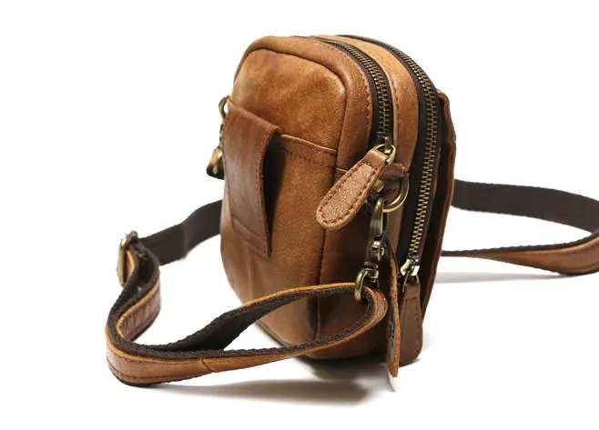 Cool Leather Belt Pouch Mens Waist Bag Shoulder Bag for Men