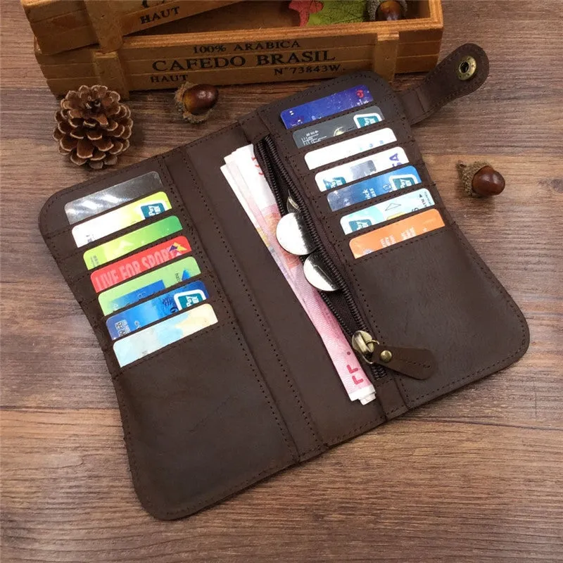 Cool leather biker wallet trucker wallet leather chain wallet mens Brown long wallet with chain
