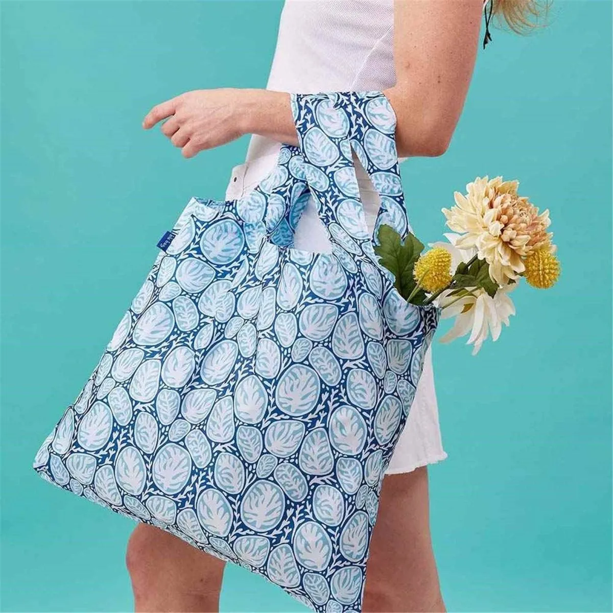 Coral Garden blu Reusable Shopping Bag-Machine washable