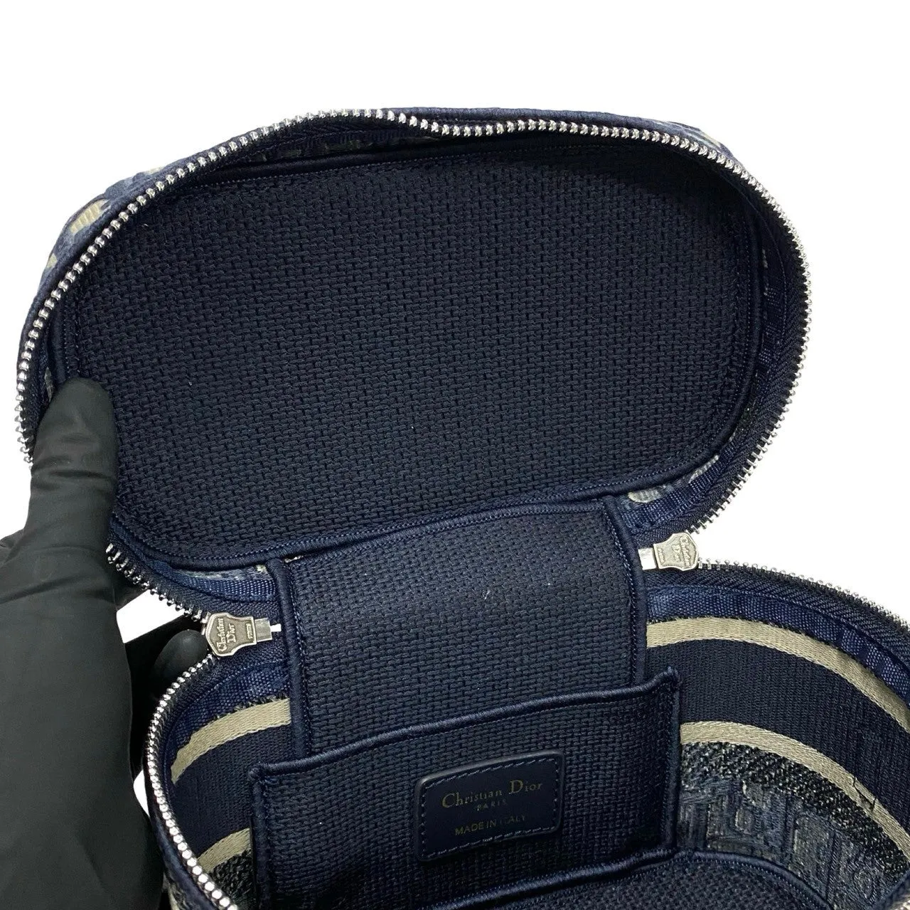 Dior Shoulder Bag canvas Navy Dior Travel Oblique Vanity Bag Women Used