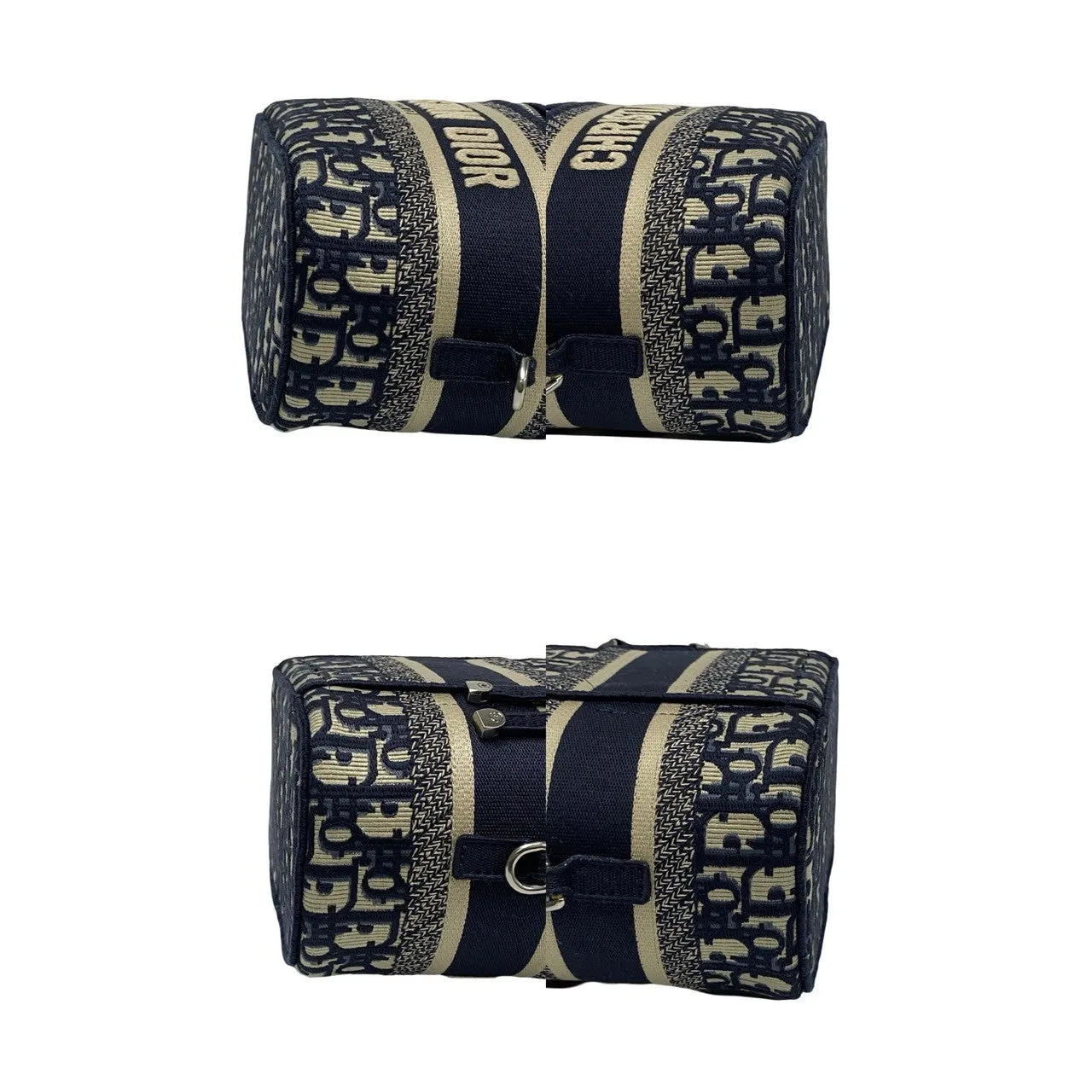 Dior Shoulder Bag canvas Navy Dior Travel Oblique Vanity Bag Women Used