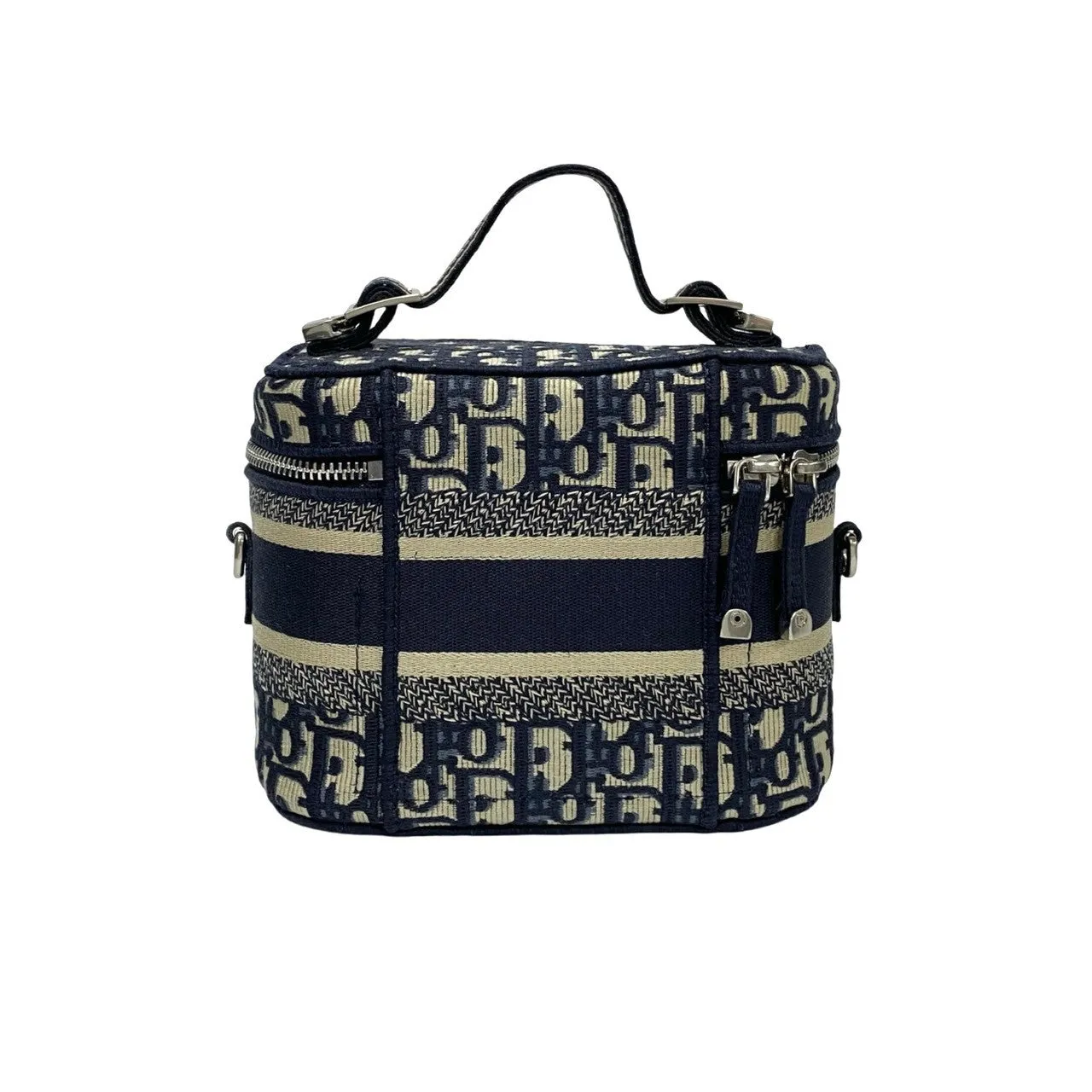 Dior Shoulder Bag canvas Navy Dior Travel Oblique Vanity Bag Women Used