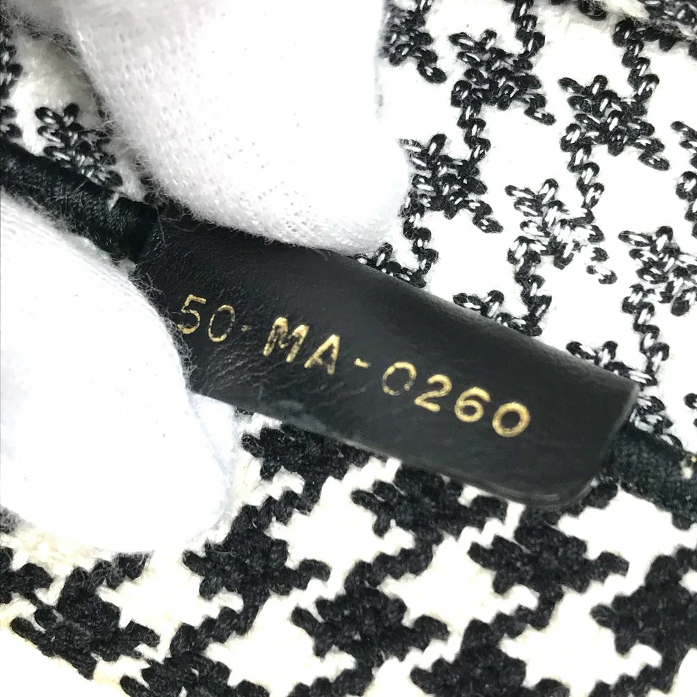 Dior Tote Bag canvas White / black Houndstooth Shoulder Bag Hound Tooth Embroidery Women Used