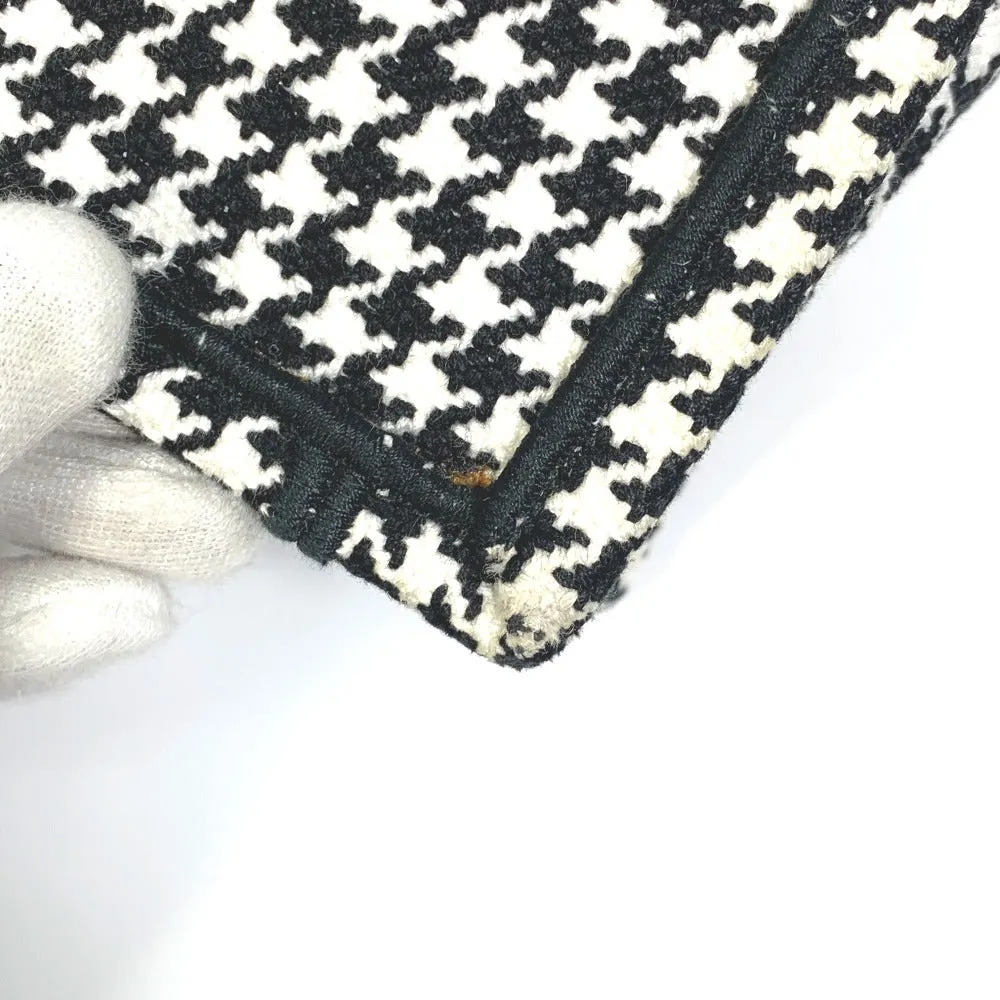 Dior Tote Bag canvas White / black Houndstooth Shoulder Bag Hound Tooth Embroidery Women Used