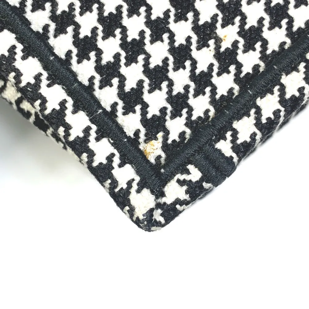 Dior Tote Bag canvas White / black Houndstooth Shoulder Bag Hound Tooth Embroidery Women Used