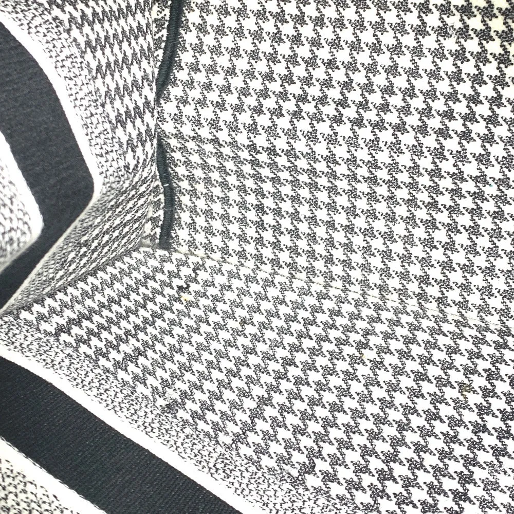 Dior Tote Bag canvas White / black Houndstooth Shoulder Bag Hound Tooth Embroidery Women Used