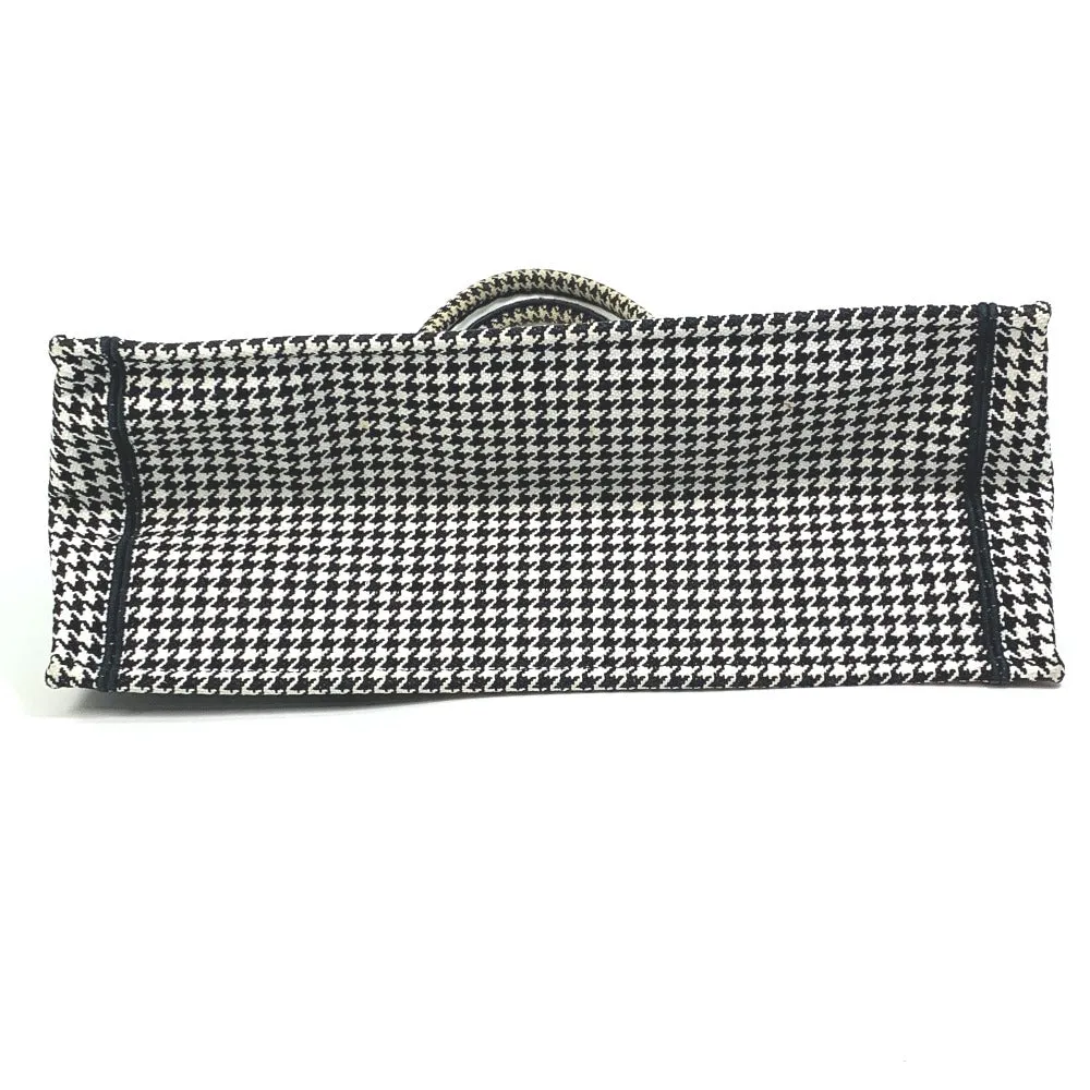 Dior Tote Bag canvas White / black Houndstooth Shoulder Bag Hound Tooth Embroidery Women Used