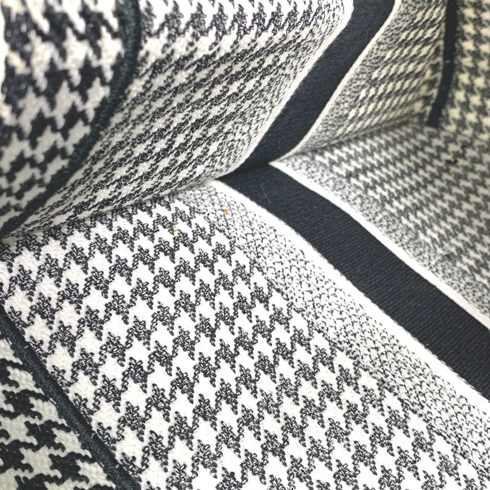 Dior Tote Bag canvas White / black Houndstooth Shoulder Bag Hound Tooth Embroidery Women Used