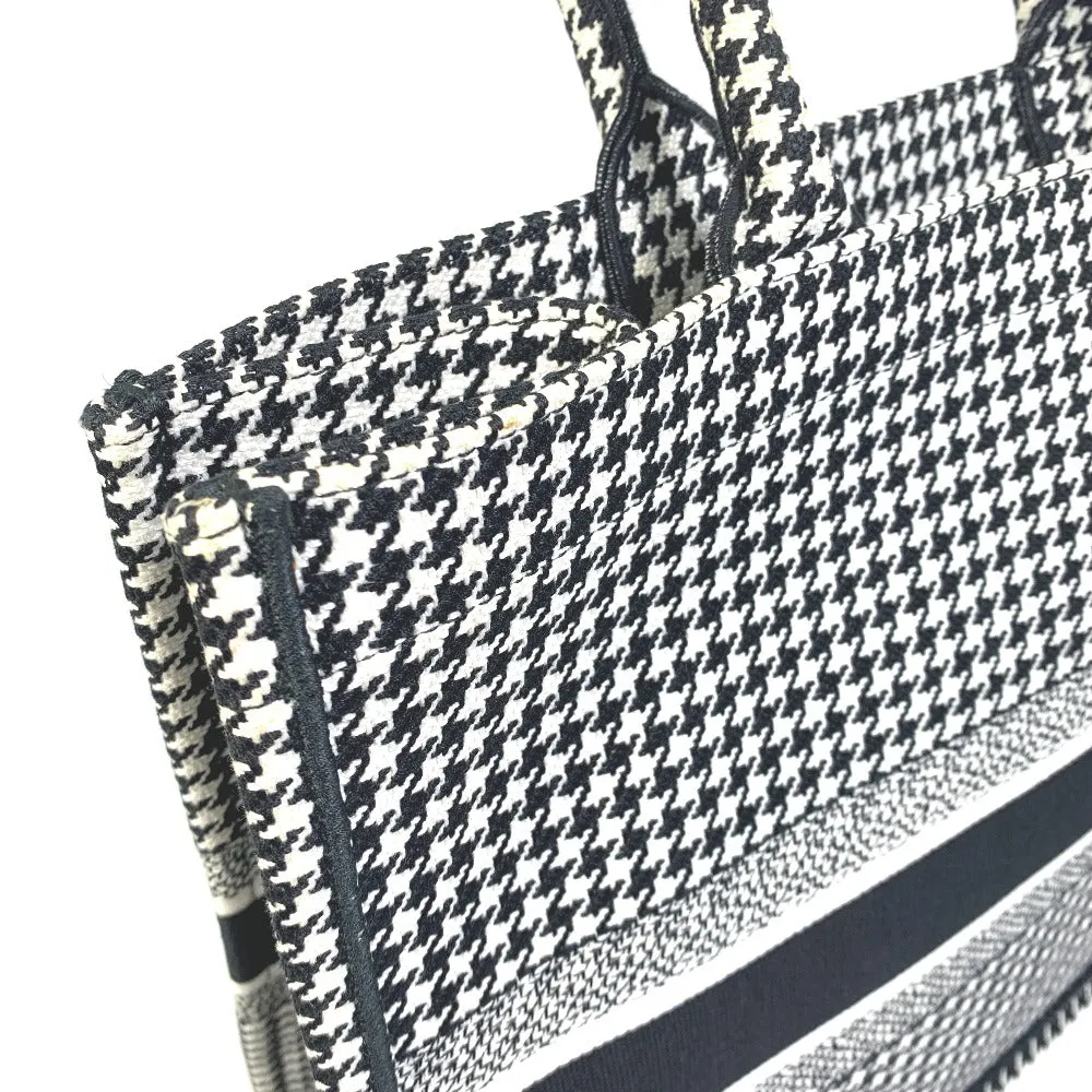 Dior Tote Bag canvas White / black Houndstooth Shoulder Bag Hound Tooth Embroidery Women Used