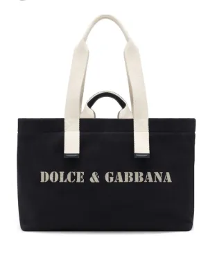 Dolce & Gabbana logo-print canvas shoulder bag