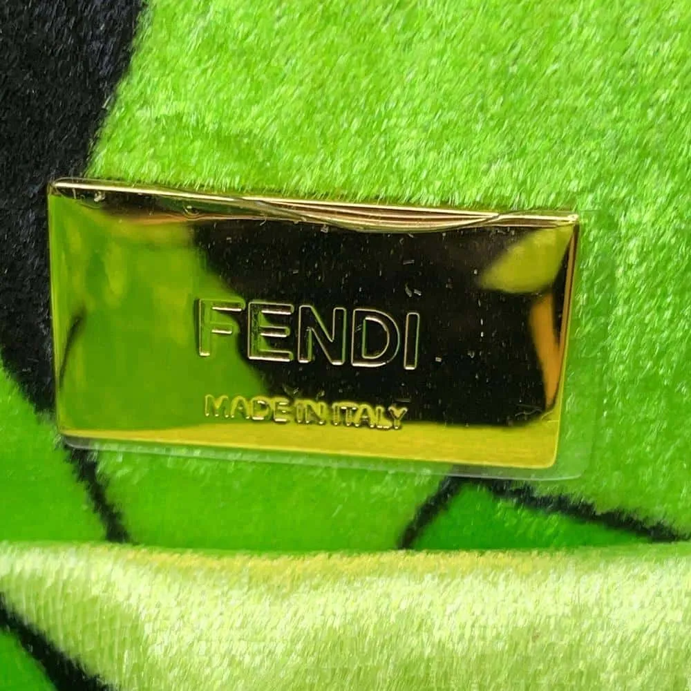 FENDI Peekaboo Clic Shoulder Bag Black/Green/Brown 8BP118 Velour