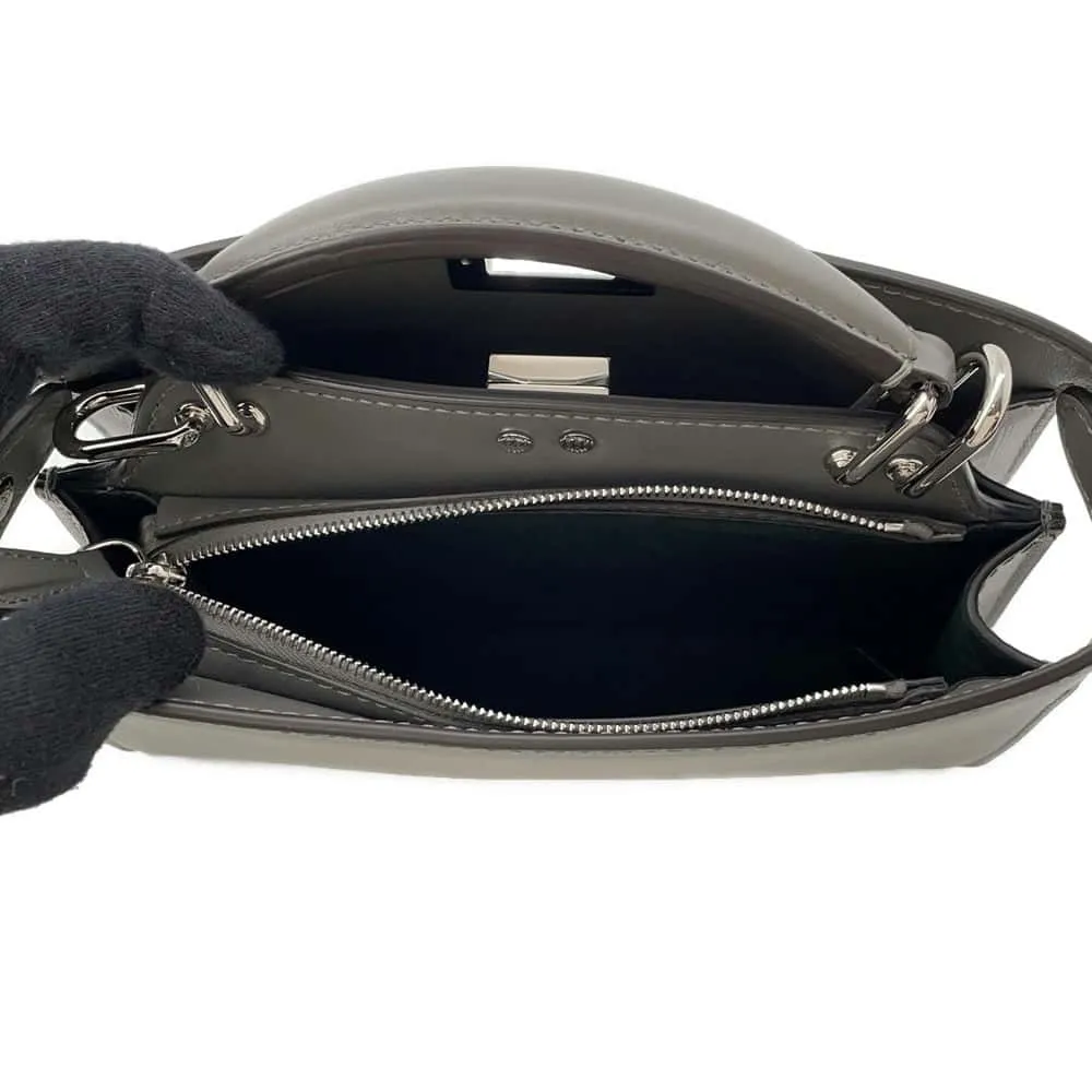 FENDI Peekaboo I.C.U. X-Cross 2WAY Shoulder Bag Gray 7VA582 Leather
