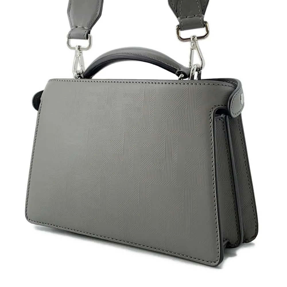FENDI Peekaboo I.C.U. X-Cross 2WAY Shoulder Bag Gray 7VA582 Leather