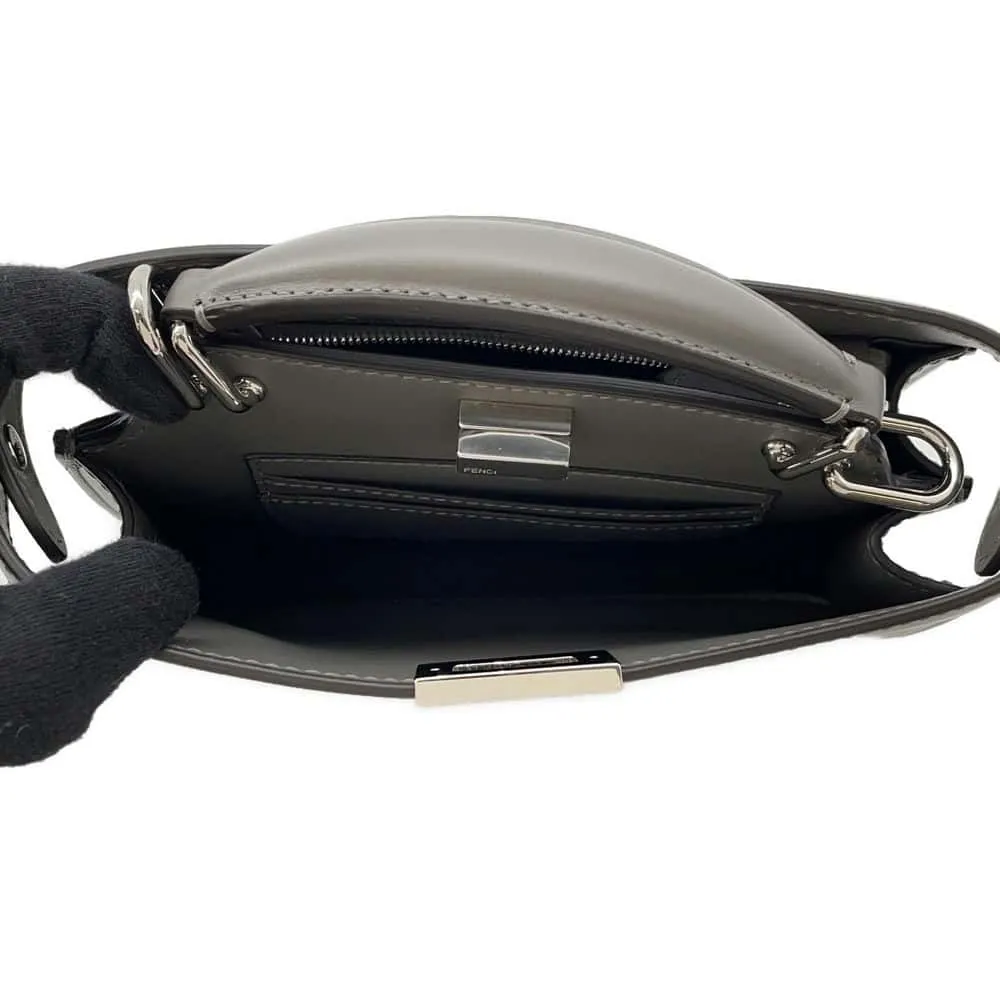 FENDI Peekaboo I.C.U. X-Cross 2WAY Shoulder Bag Gray 7VA582 Leather