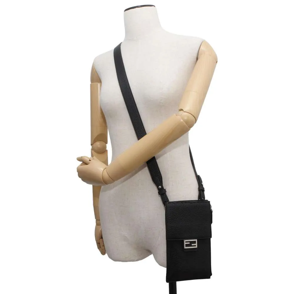 FENDI Pochette Shoulder Bag Black 7AS034 Leather