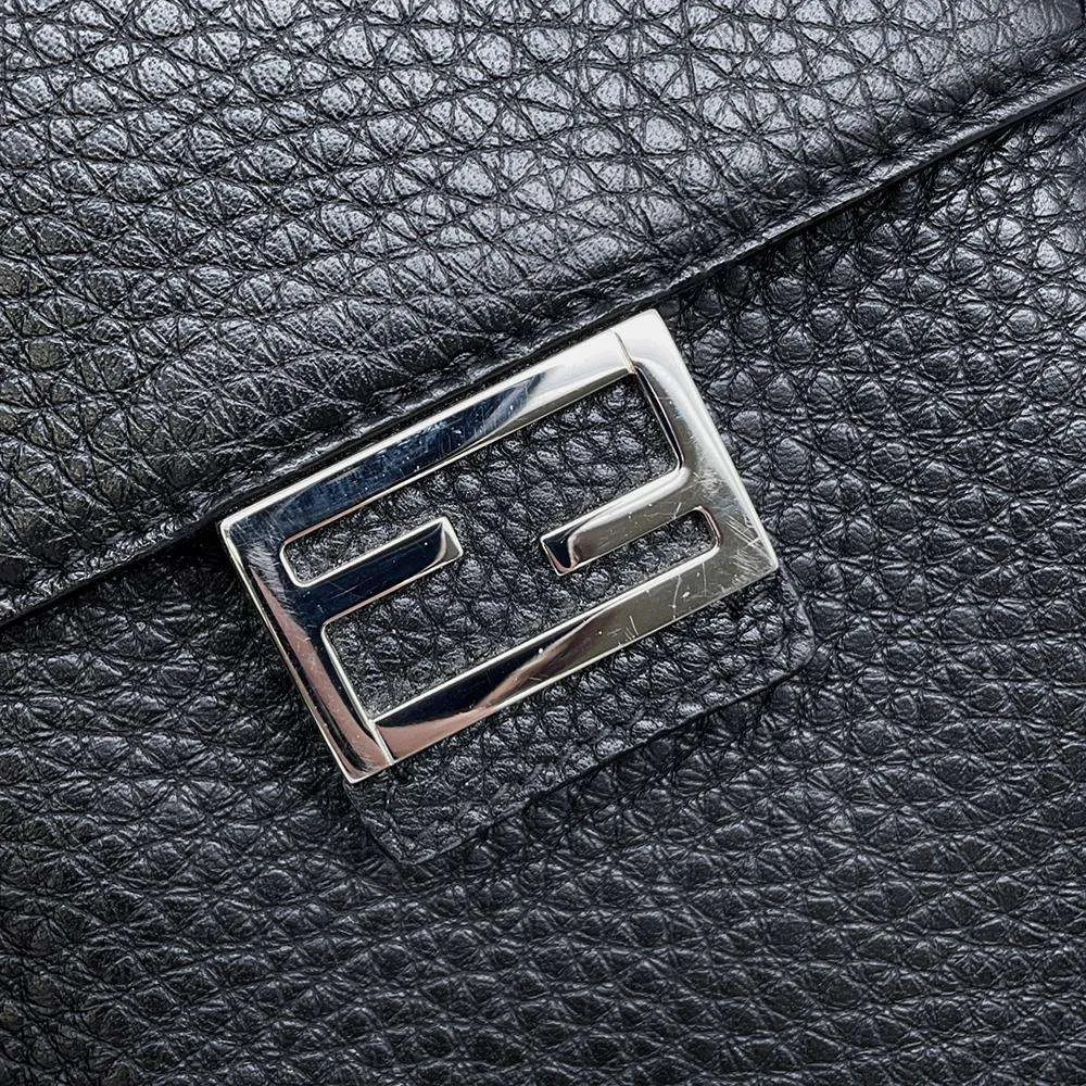 FENDI Pochette Shoulder Bag Black 7AS034 Leather