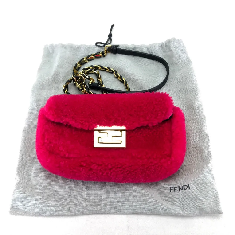 FENDI Shoulder Bag 8M0315 Mouton Fusha pink Mini baguette