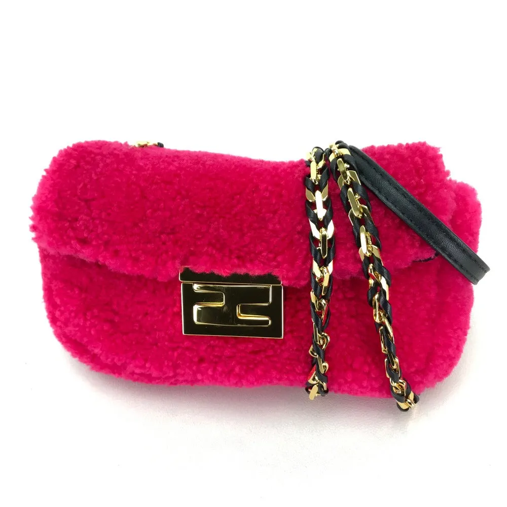FENDI Shoulder Bag 8M0315 Mouton Fusha pink Mini baguette