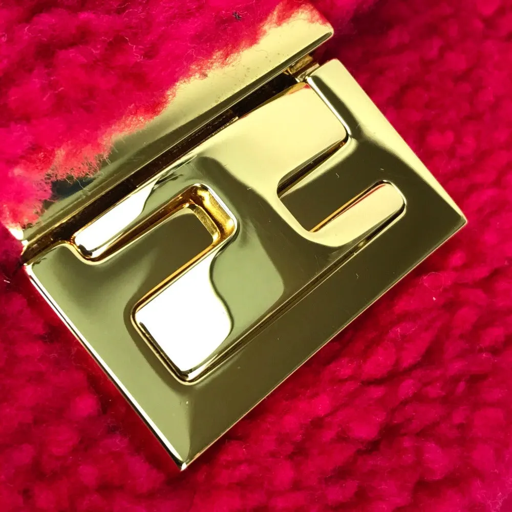 FENDI Shoulder Bag 8M0315 Mouton Fusha pink Mini baguette
