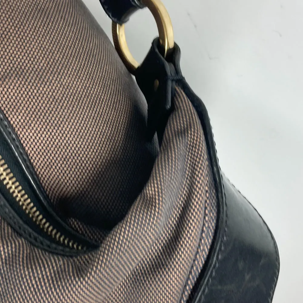 FENDI Shoulder Bag Canvas / leather Brown bag shawl Ribbon Ribon Women Used