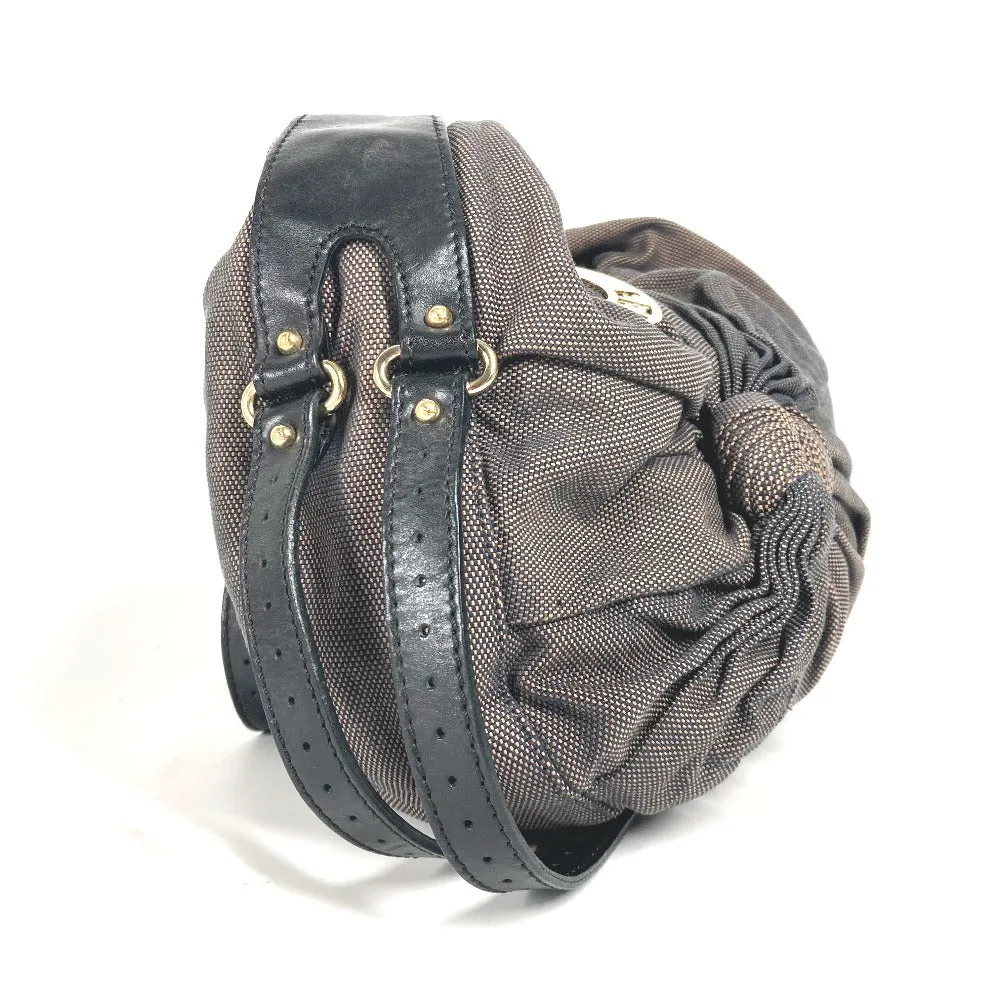 FENDI Shoulder Bag Canvas / leather Brown bag shawl Ribbon Ribon Women Used