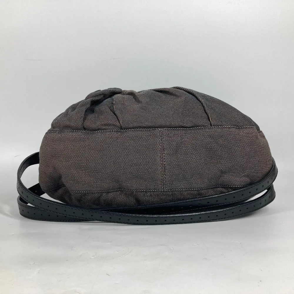 FENDI Shoulder Bag Canvas / leather Brown bag shawl Ribbon Ribon Women Used