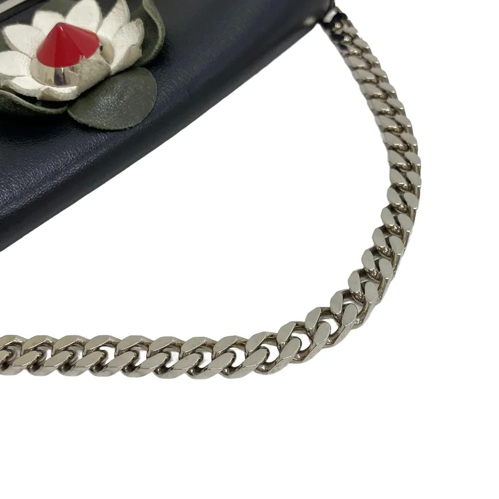 FENDI Shoulder Bag leather black monster Micro baguette