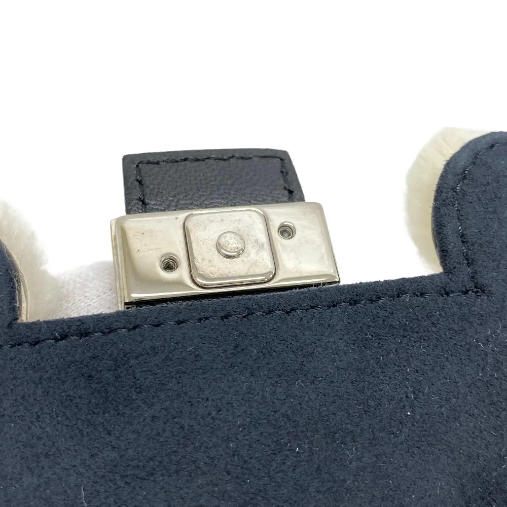 FENDI Shoulder Bag leather black monster Micro baguette